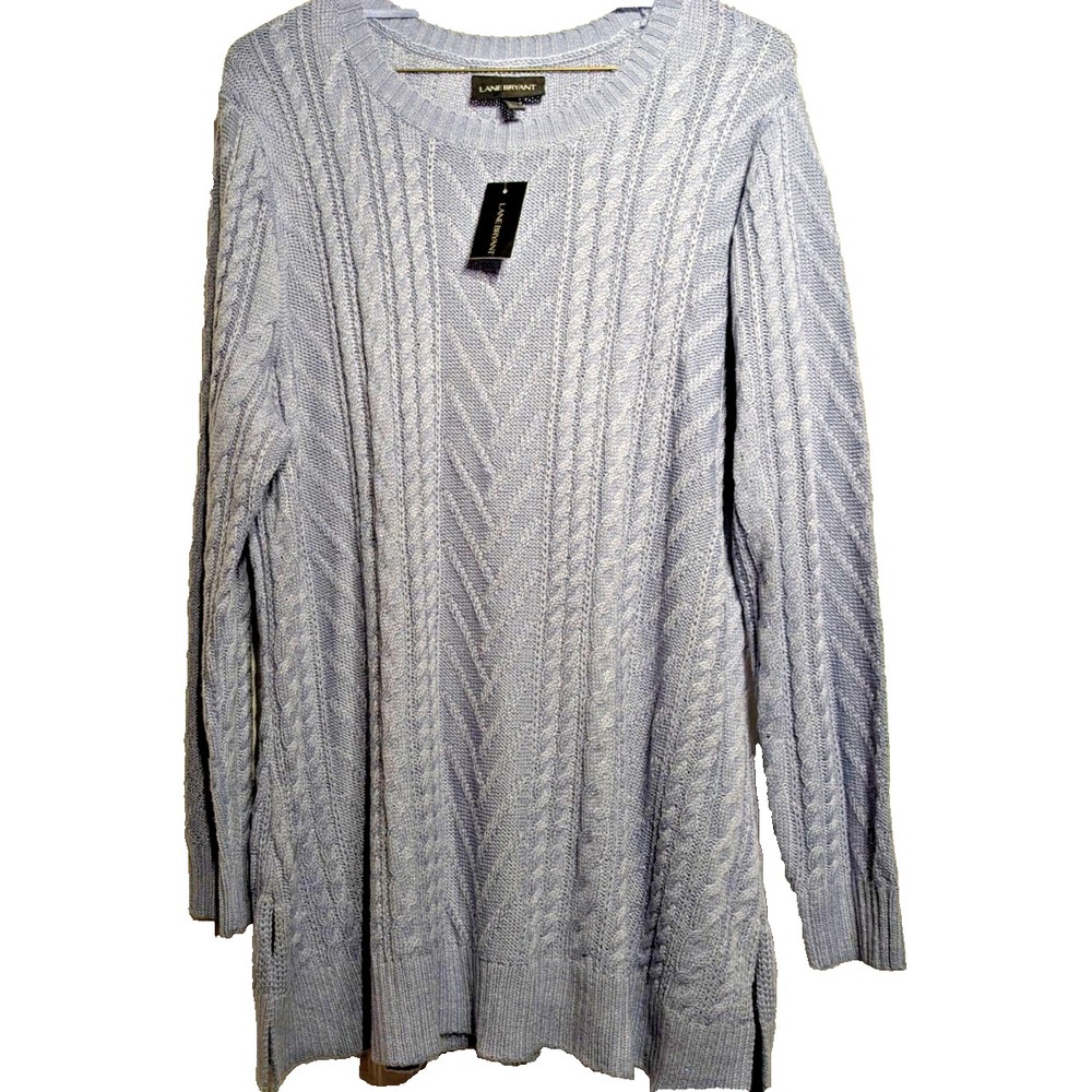 NWT Lane Bryant Light Blue Cable Knit Lightweight Sweater Womens 18/20 Sz: 2XL